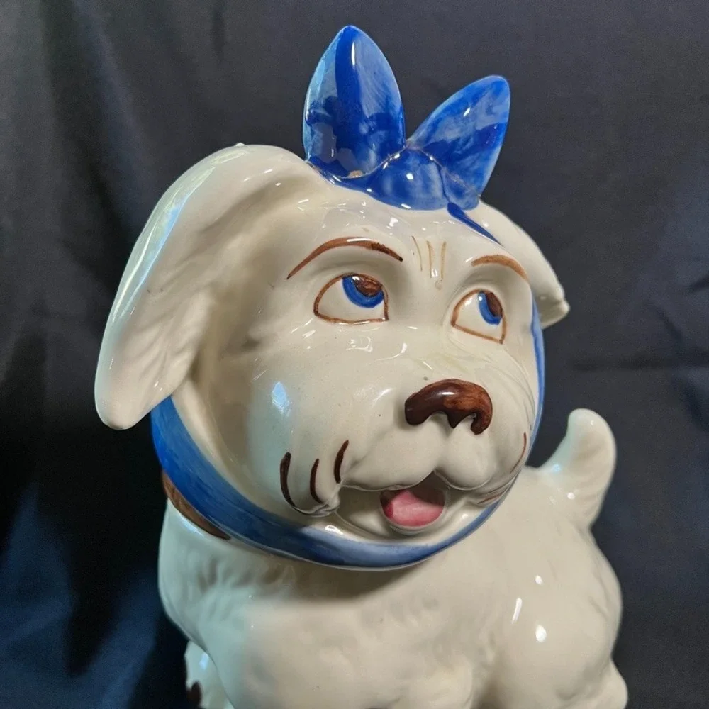 Shawnee Pottery Mugsy Dog Cookie Jar w/ Salt & Pepper Shakers AS IS REPAIRED BOW